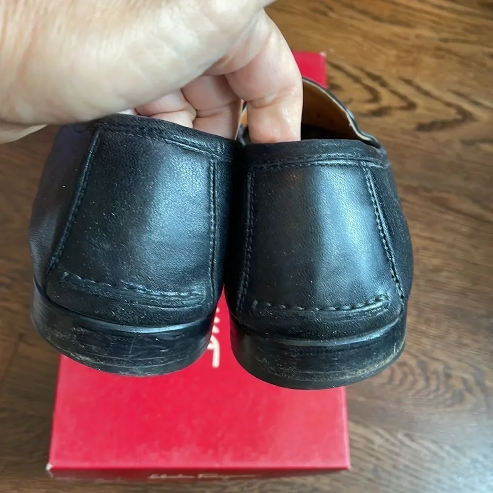 Vtg Salvatore Ferragamo‎ “Persus” black Nappa calf slip on loafers with tassels